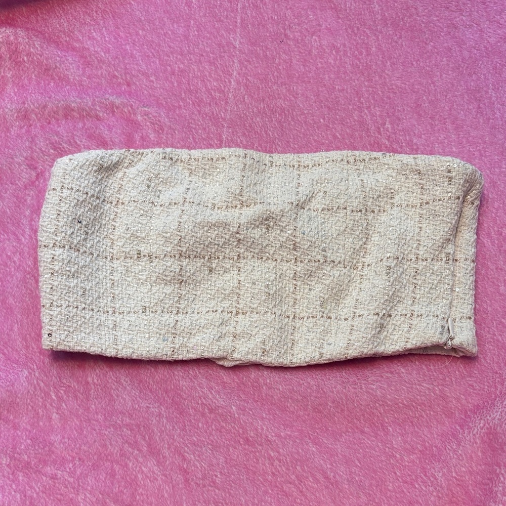 Zara Cream Textured Bandeau